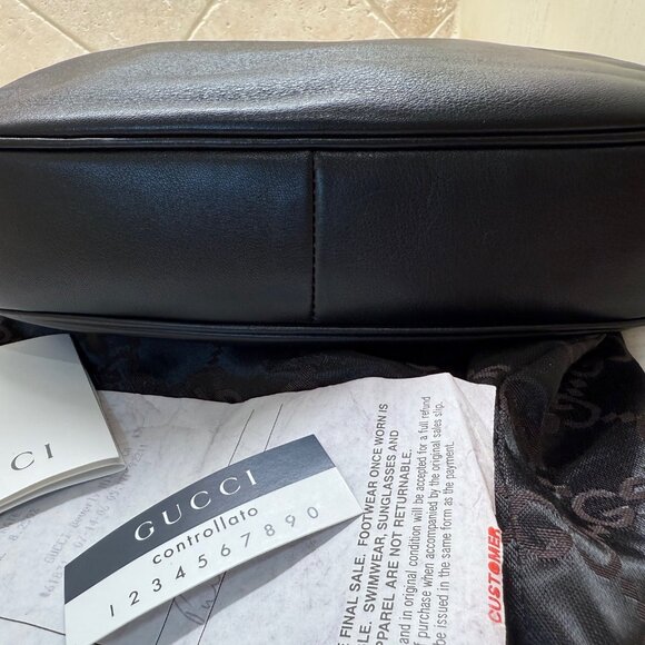 GUCCI - NWT Black Leather Small Tote/Shoulder Bag - Authentic, Style #154395 - Picture 8 of 15